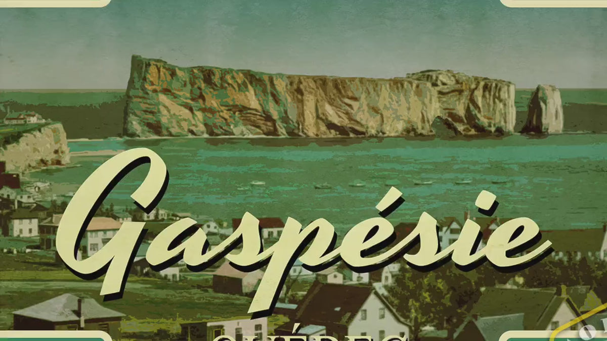 Gaspesie travel sticker, vintage style decal for suitcase, luggage, laptop or water bottle