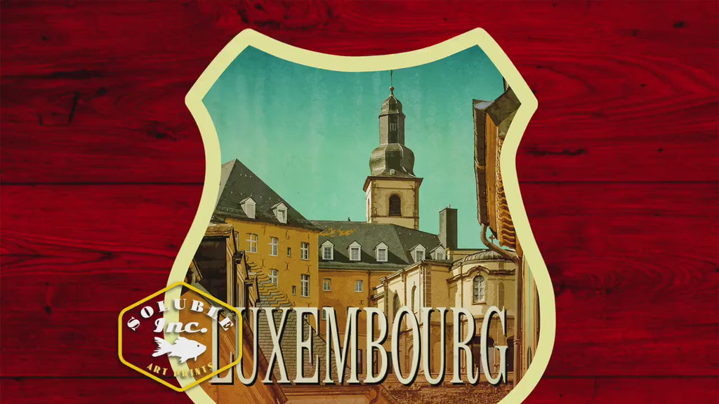 Luxembourg travel sticker, vintage-style decal for suitcase