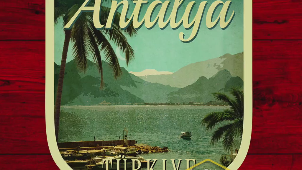 Antalya Turkey travel sticker, vintage style decal for suitcase, luggage, laptop or water bottle