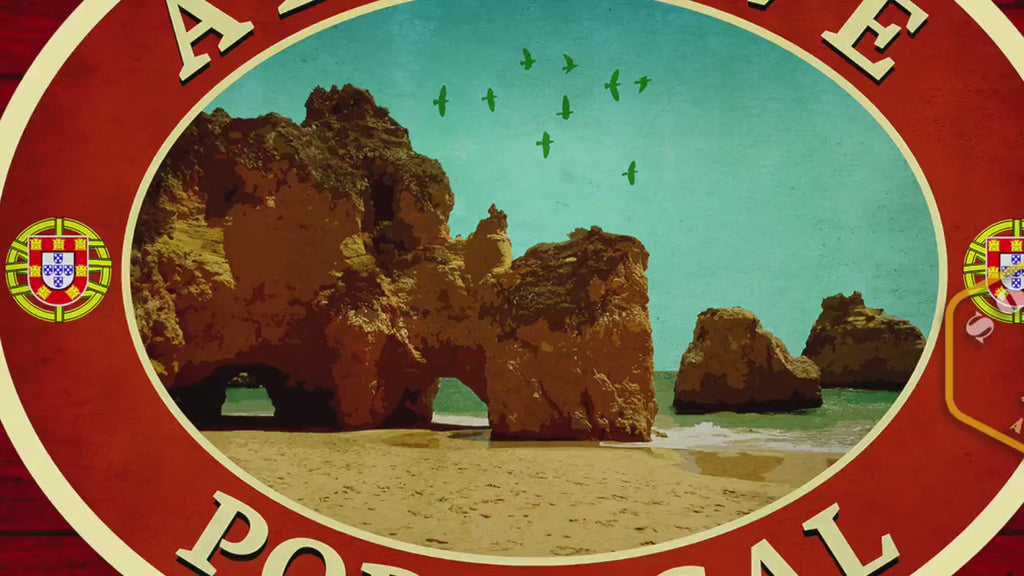 Algarve Portugal Travel Sticker: Vintage-style Suitcase Decal