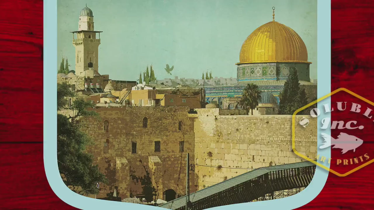 Jerusalem travel sticker, vintage style decal for suitcase, luggage, laptop or water bottle