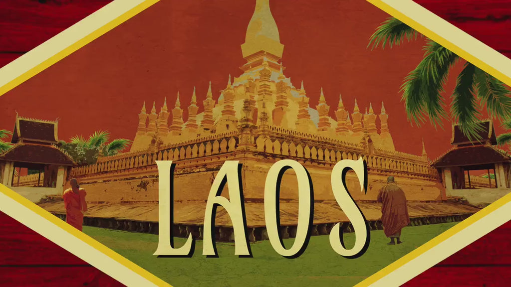 Laos travel sticker, vintage style decal for suitcase, luggage, laptop or water bottle
