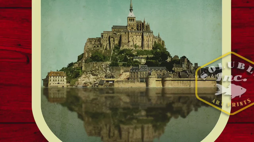 Mont-Saint-Michel France Travel Sticker: Vintage Suitcase Decal