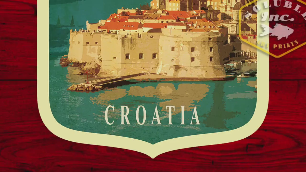 Dubrovnik Croatia Travel Sticker: Vintage Suitcase Decal