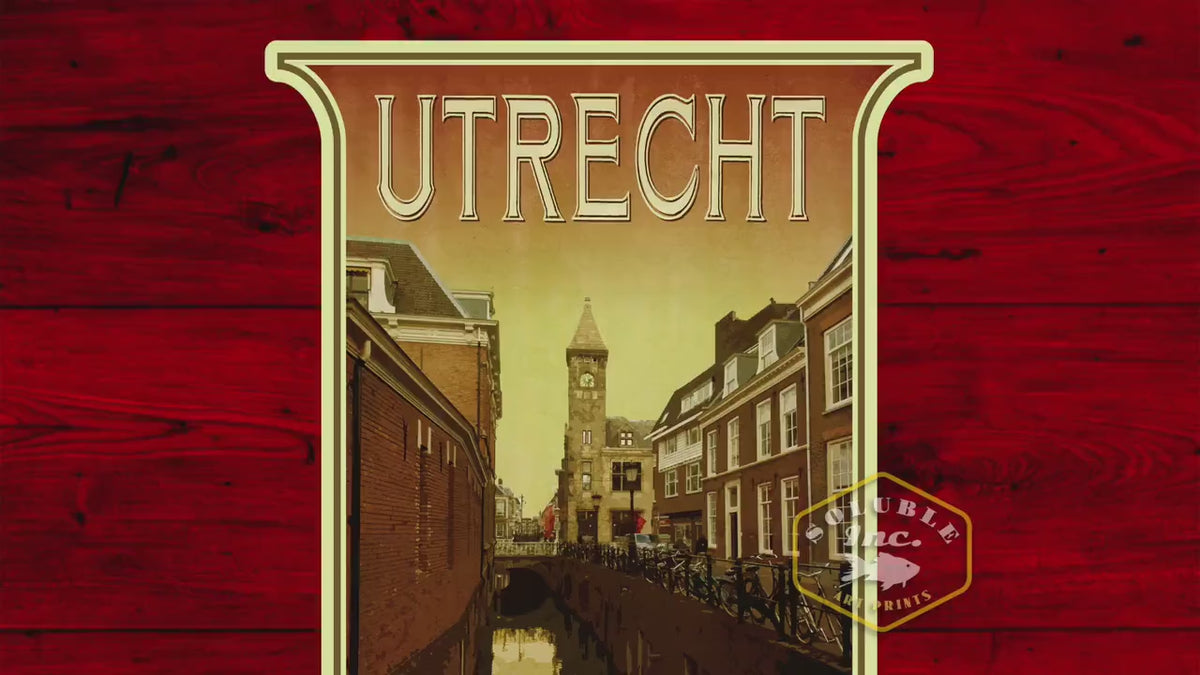 Utrecht Netherlands Travel Sticker: Vintage Suitcase Decal
