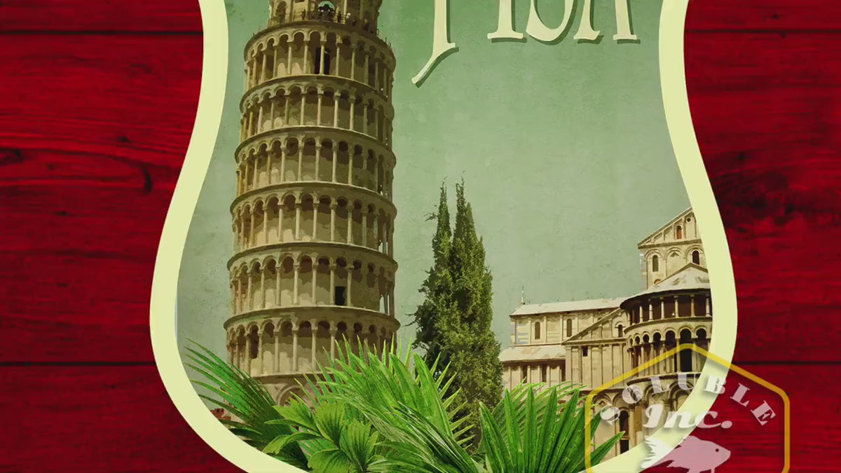 Pisa Italy Travel Sticker: Vintage Suitcase Decal