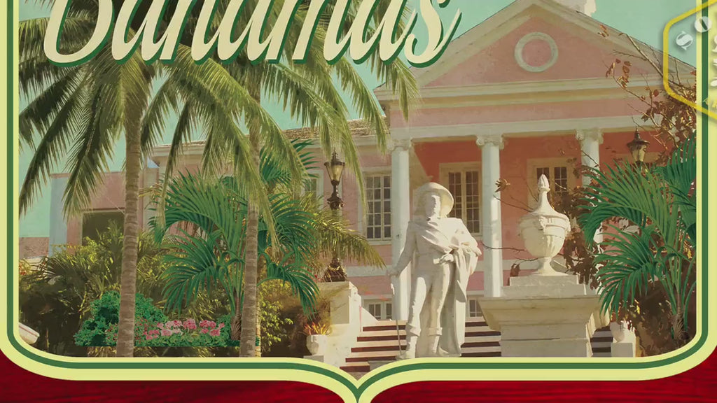 Bahamas travel sticker, vintage style decal for suitcase, luggage, laptop or water bottle