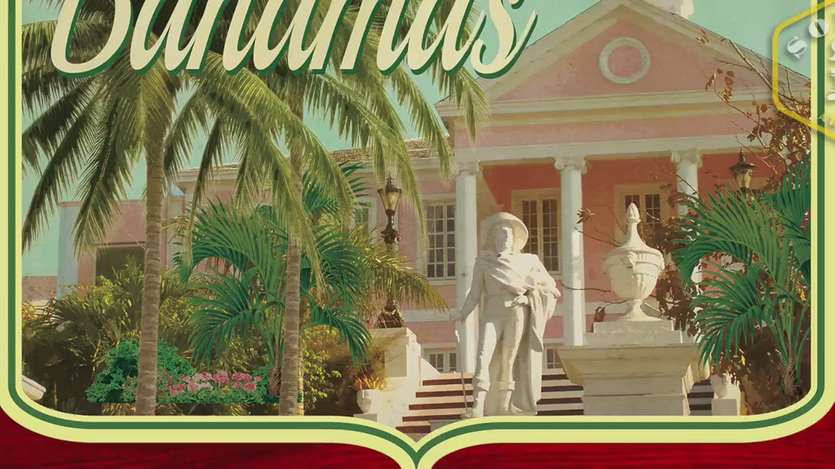 Bahamas travel sticker, vintage style decal for suitcase, luggage, laptop or water bottle
