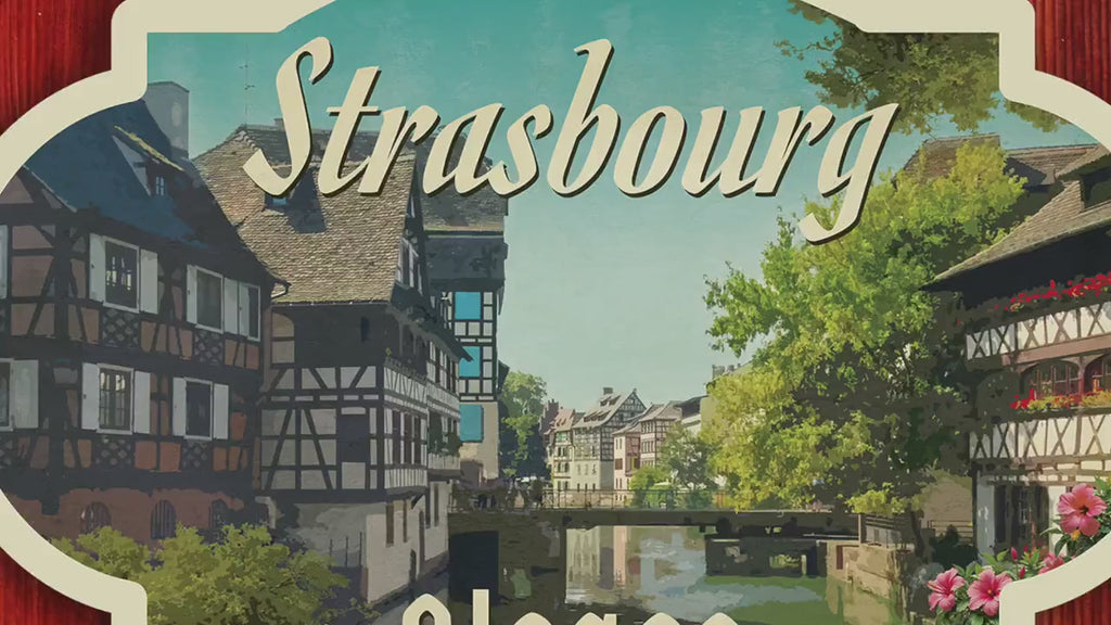 Strasbourg,  France Travel Sticker: Vintage Luggage Decal