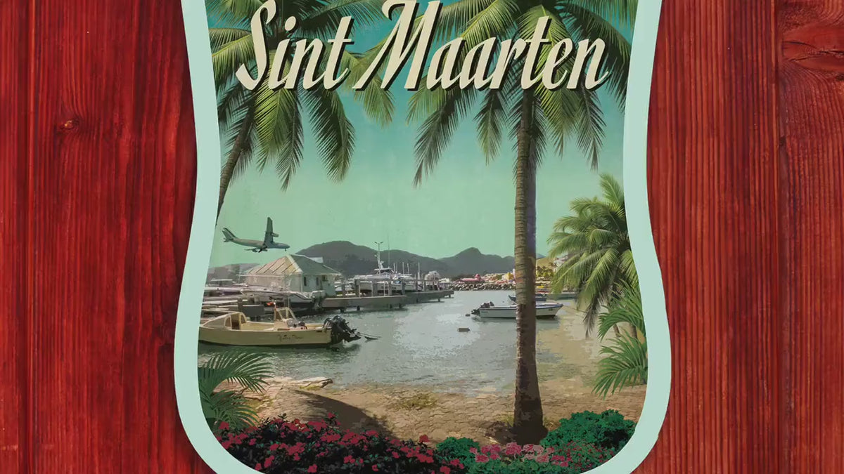 St Martin travel sticker, vintage style decal for suitcase, luggage, laptop or water bottle