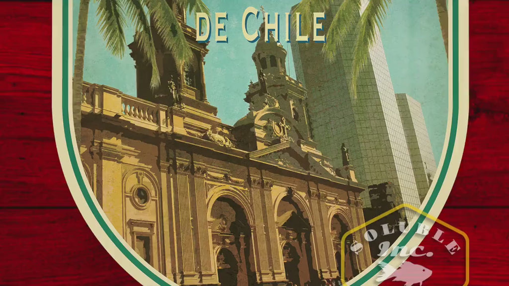 Santiago, Chile travel sticker, vintage style decal for suitcase, luggage, laptop or water bottle