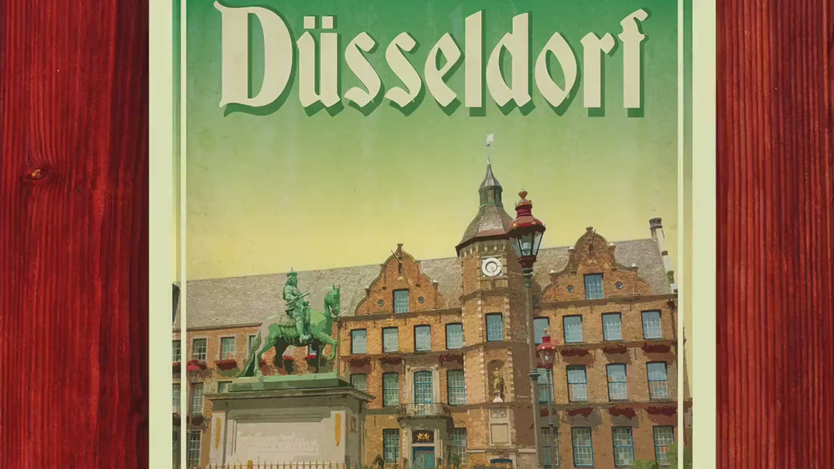 Dusseldorf Germany Travel Sticker: Vintage-style Suitcase Decal