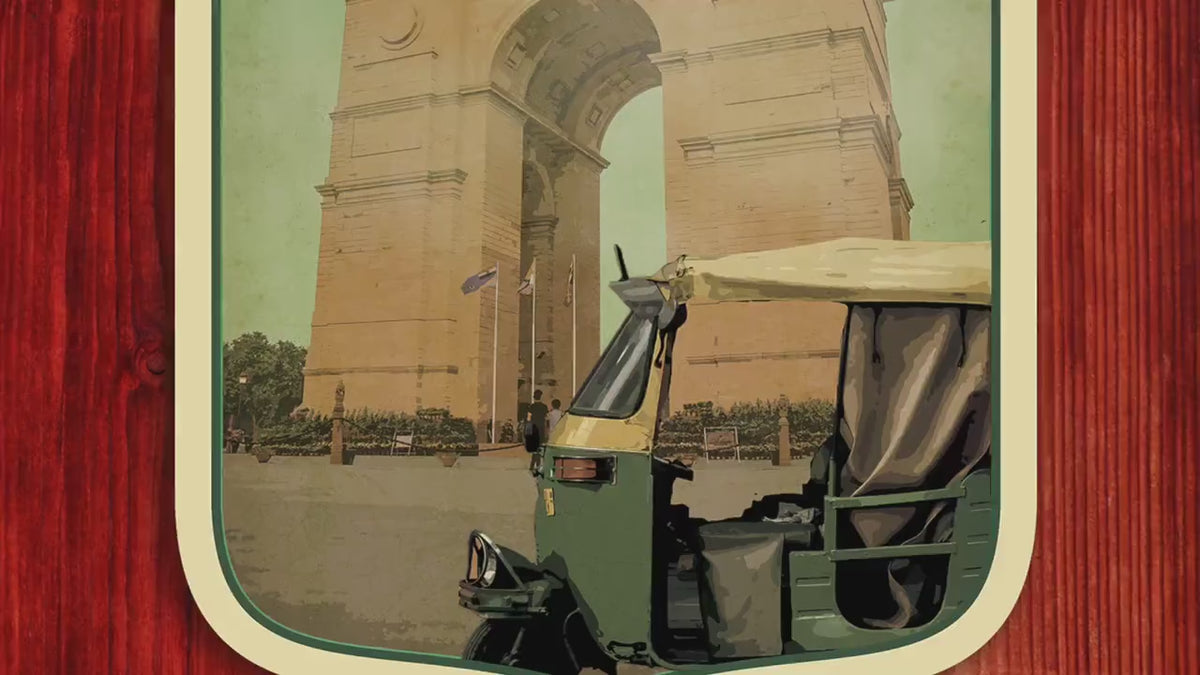 Delhi India travel sticker, vintage style decal for suitcase, luggage, laptop or water bottle