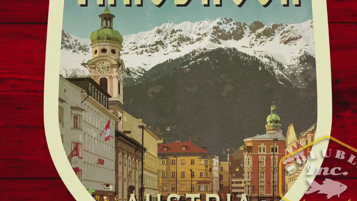 Innsbruck Austria Travel Sticker: Vintage Suitcase Decal