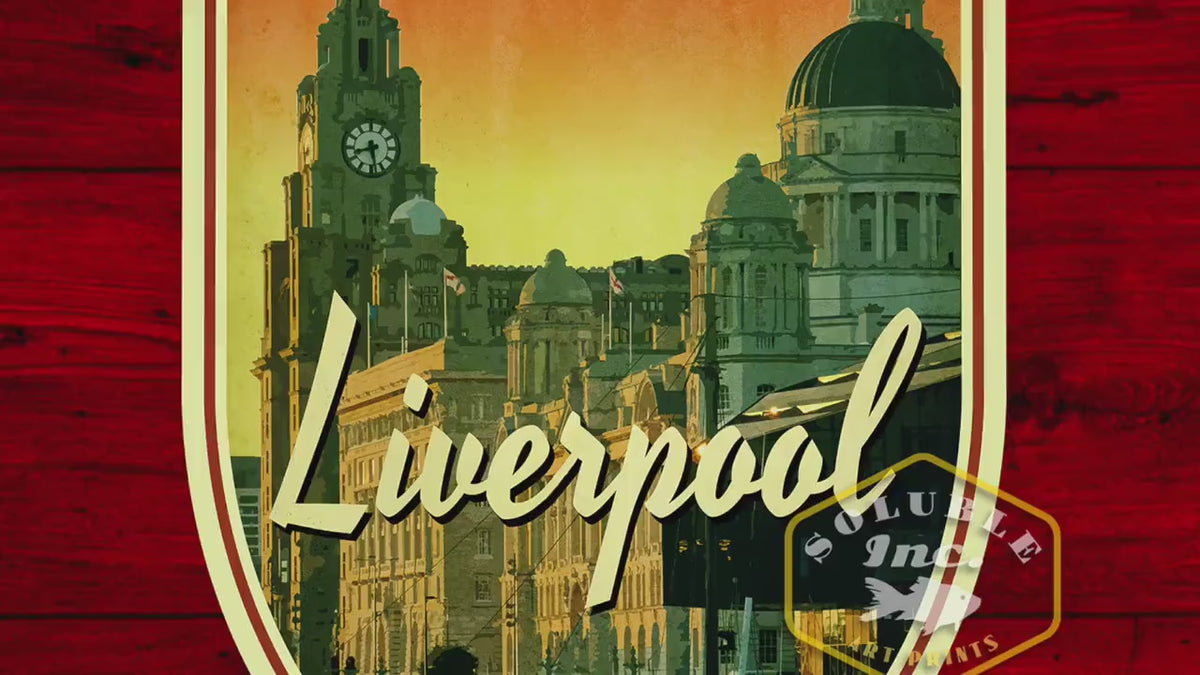 Liverpool Travel Sticker: Vintage style England Luggage Decal