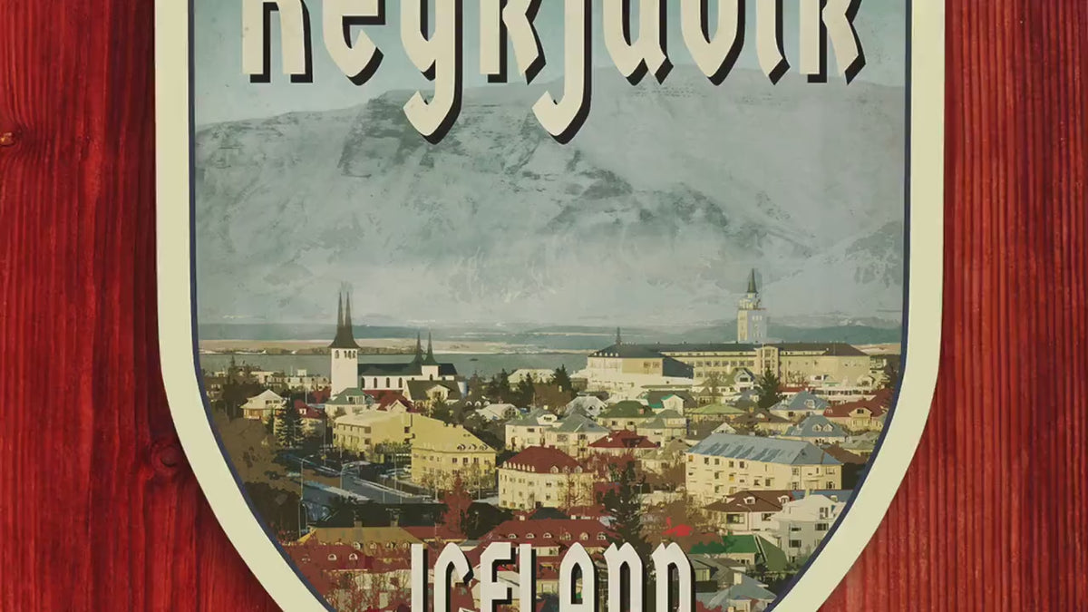 Reykjavik, Iceland Travel Sticker: Vintage-style decals