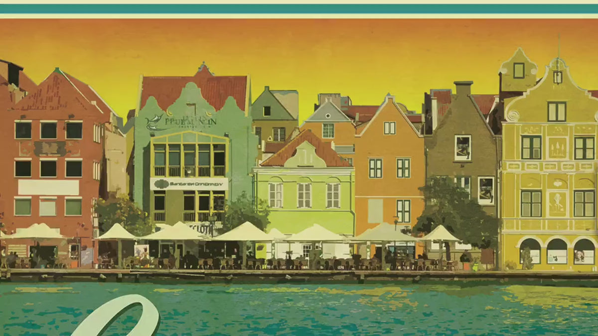 Curacao travel sticker, vintage style decal for suitcase, luggage, laptop or water bottle
