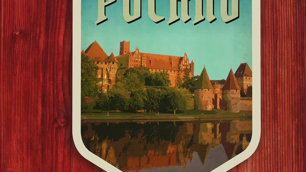 Poland Travel Sticker: Vintage Suitcase Luggage Decal