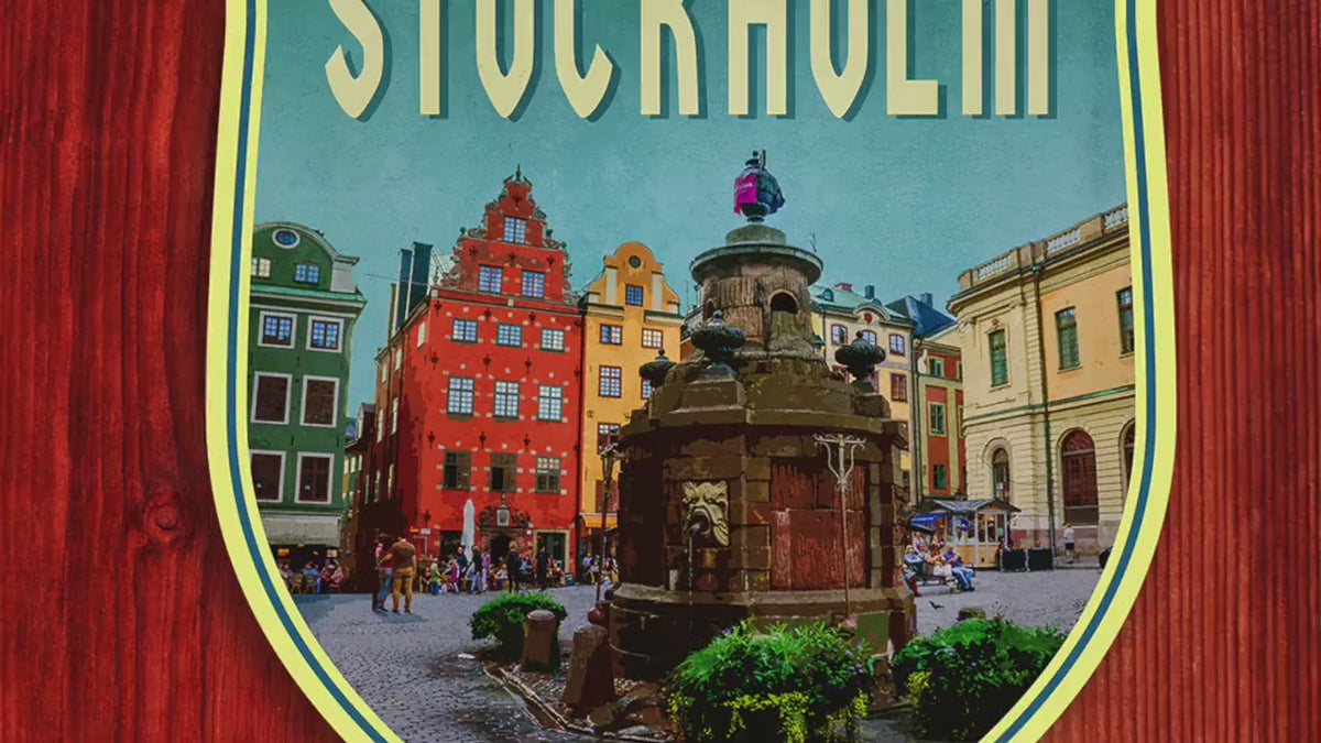 Stockholm Sweden Travel Sticker: Vintage Suitcase Decal