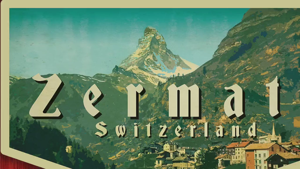 Zermatt, Switzerland Travel Sticker: Vintage-style Luggage, Laptop Mattherhorn Decal
