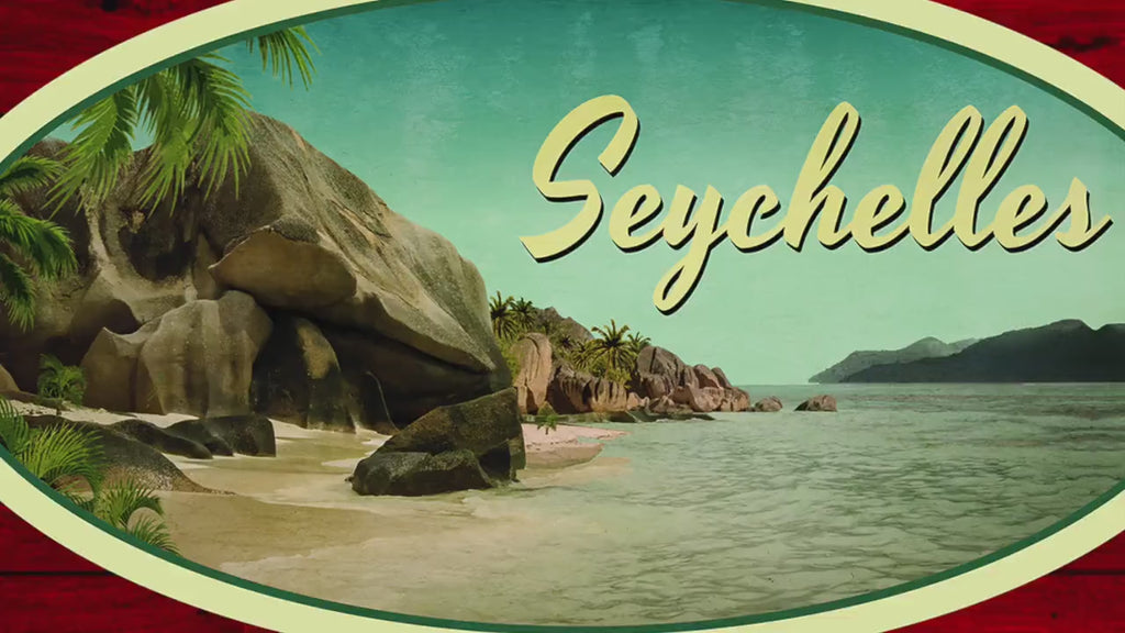Seychelles travel sticker, vintage style decal for suitcase, luggage, laptop or water bottle