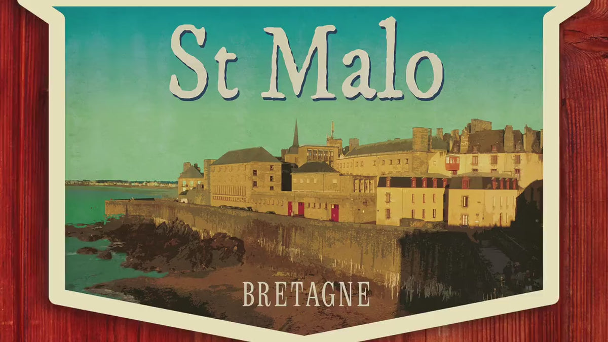 St Malo France Travel Sticker: Vintage-Style Luggage Decal