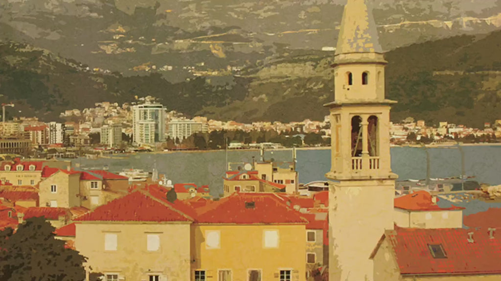 Montenegro Travel Sticker: Vintage style Luggage Decal