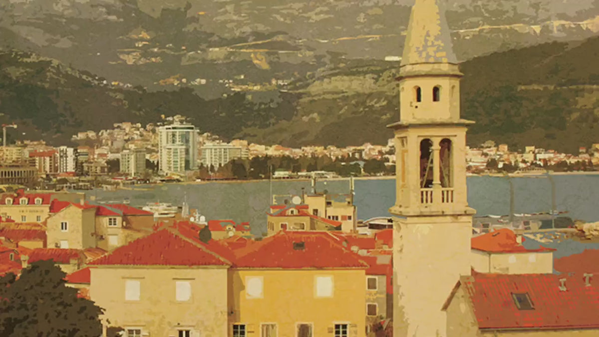 Montenegro Travel Sticker: Vintage style Luggage Decal