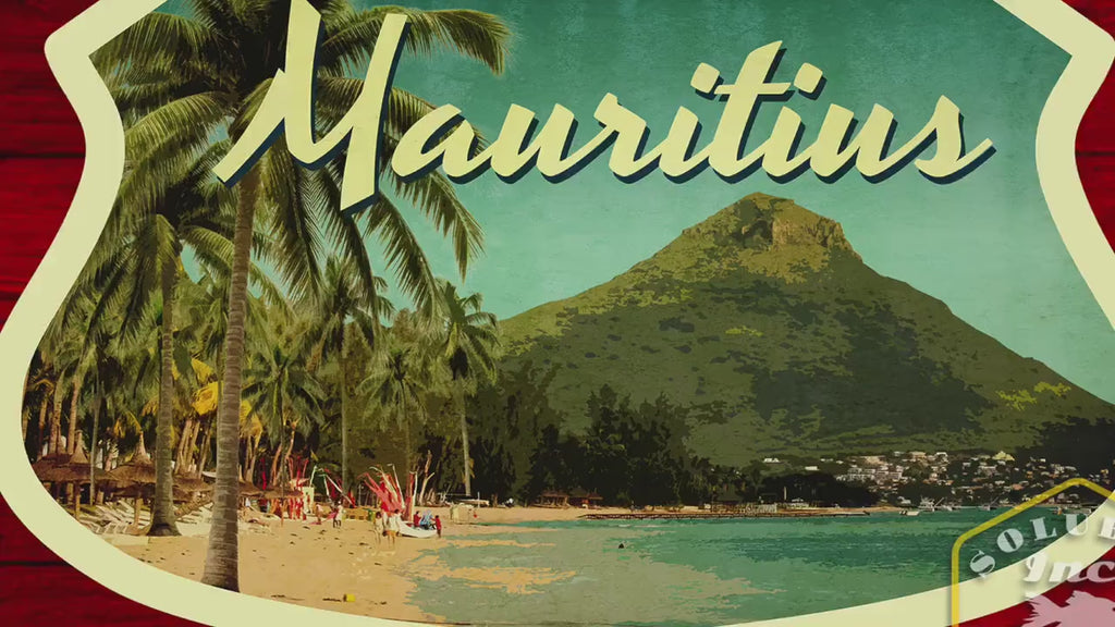 Mauritius travel sticker, vintage style decal for suitcase, luggage, laptop or water bottle