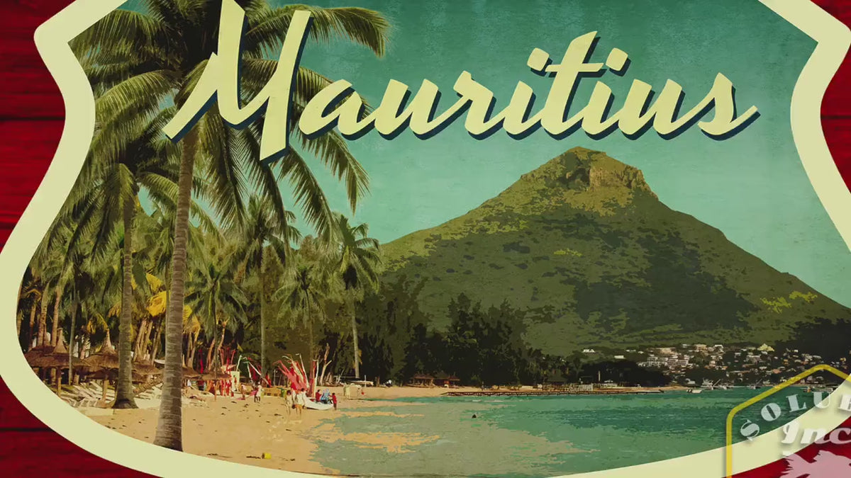 Mauritius travel sticker, vintage style decal for suitcase, luggage, laptop or water bottle