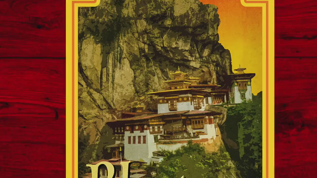 Bhutan travel sticker, vintage style decal for suitcase, luggage, laptop or water bottle
