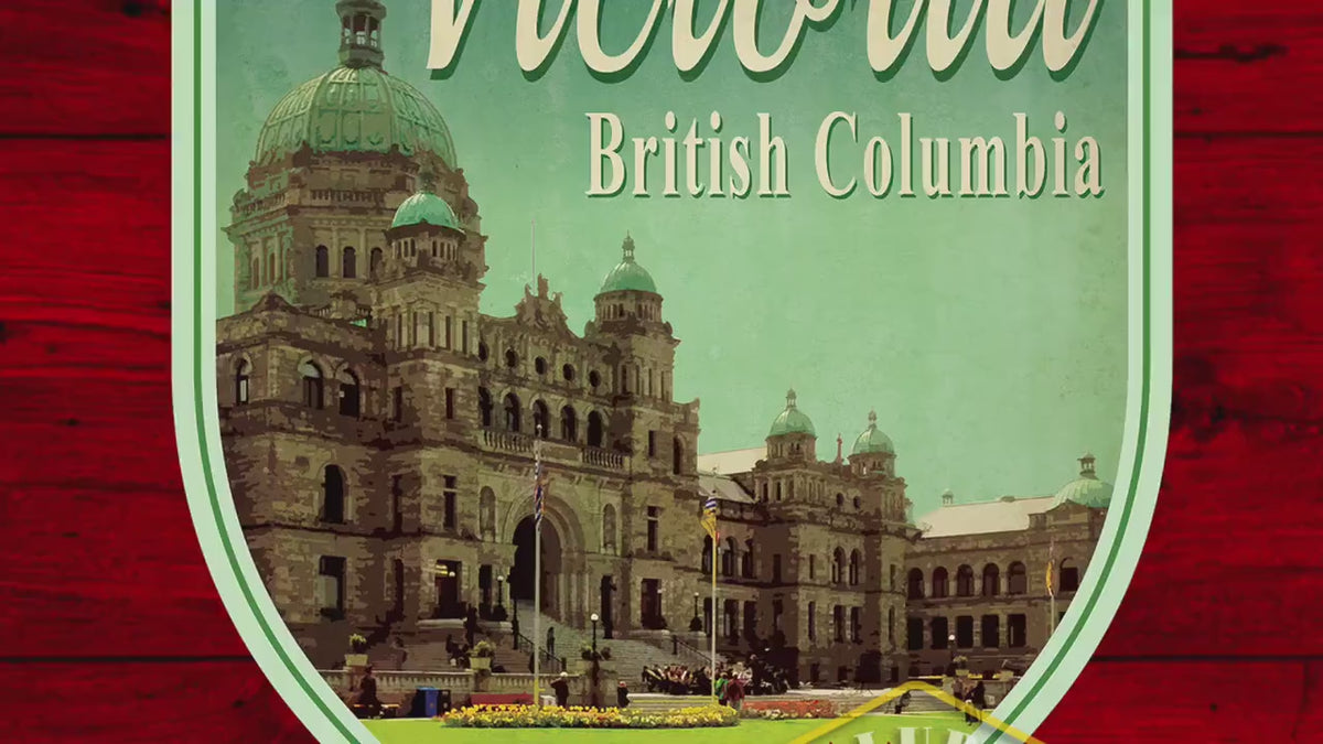 Victoria British Columbia Travel Sticker: Vintage Suitcase Decal