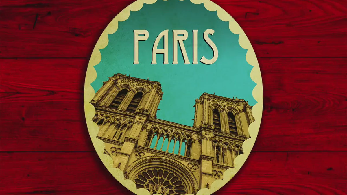 Paris Travel Sticker: Vintage style Decal for Laptop, Suitcase
