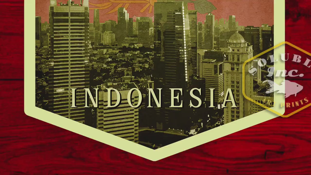 Jakarta Indonesia travel sticker, vintage style decal for suitcase, luggage, laptop or water bottle