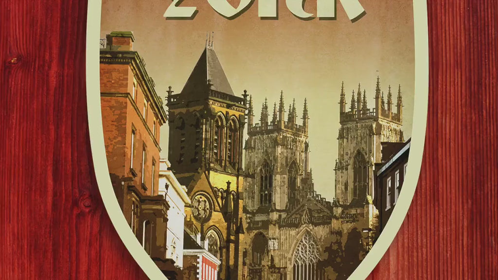 York, England Travel Sticker: Vintage Suitcase Decal