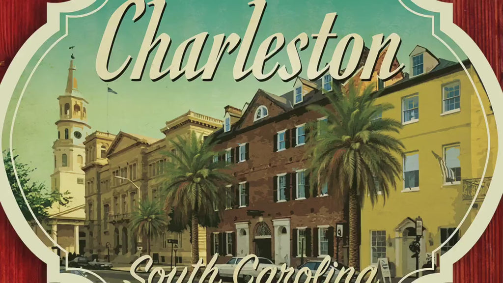 Charleston SC travel sticker, vintage style decal for suitcase, luggage, laptop or water bottle