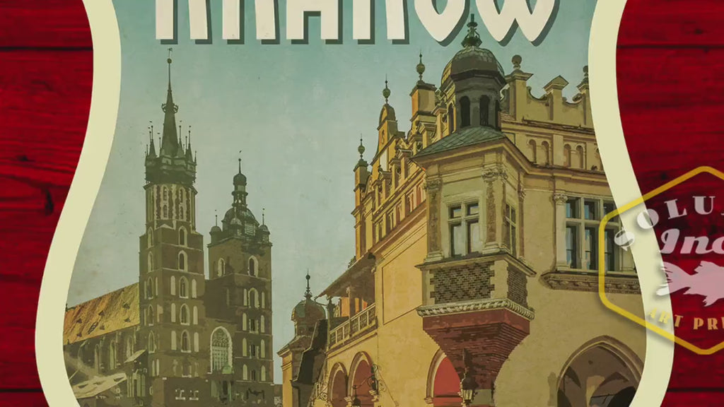 Krakow Poland Travel Sticker: Vintage Suitcase Decal
