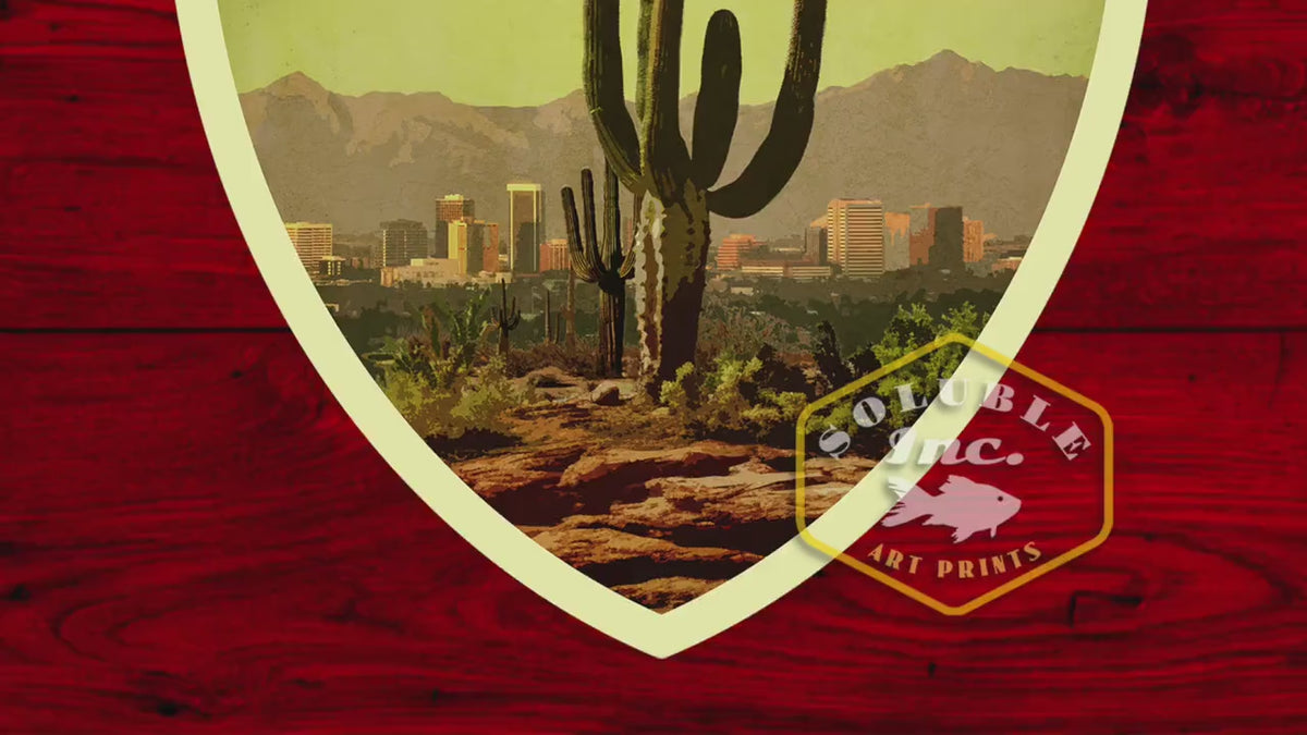 Phoenix Arizona travel sticker, vintage style decal for suitcase, luggage, laptop or water bottle