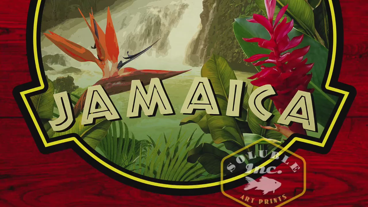 Jamaica travel sticker, vintage style decal for suitcase, luggage, laptop or water bottle