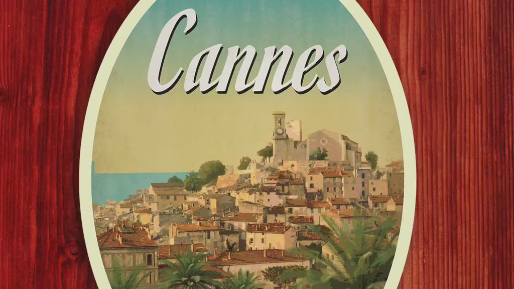 Cannes France Travel Sticker: Vintage Suitcase Luggage Decal