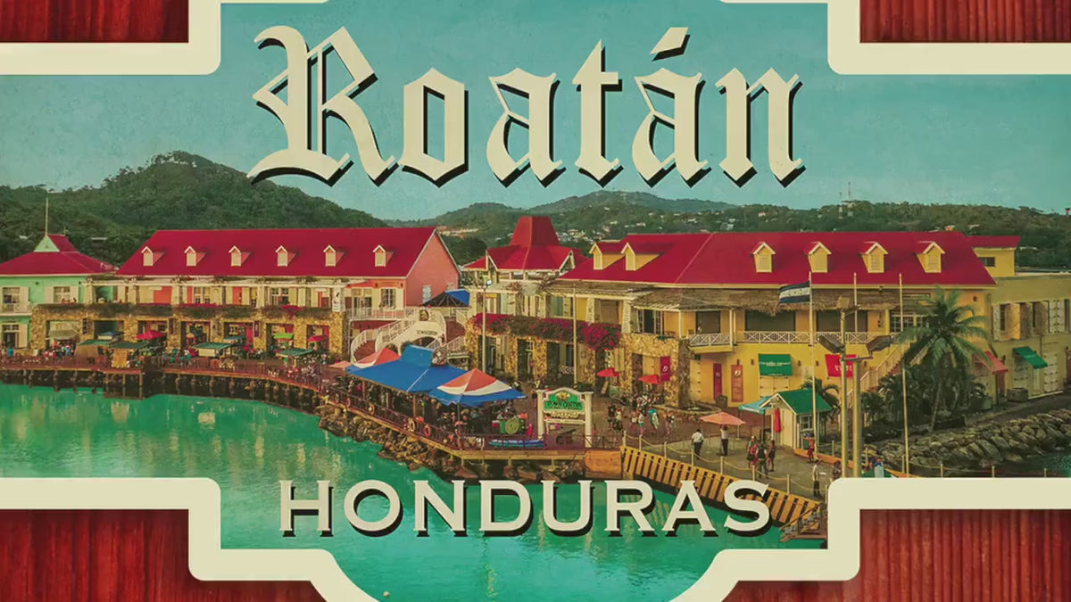 Roatan, Honduras travel sticker, vintage style decal for suitcase, luggage, laptop or water bottle