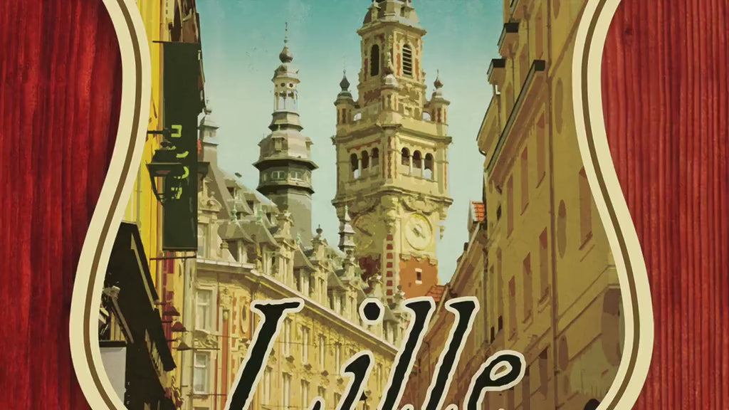 Lille France Travel Sticker: Vintage Suitcase Luggage Decal