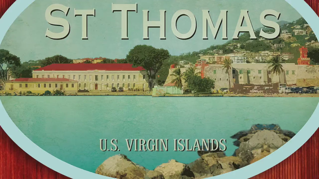 St Thomas Virgin Islands Travel Sticker: Vintage Suitcase Decal