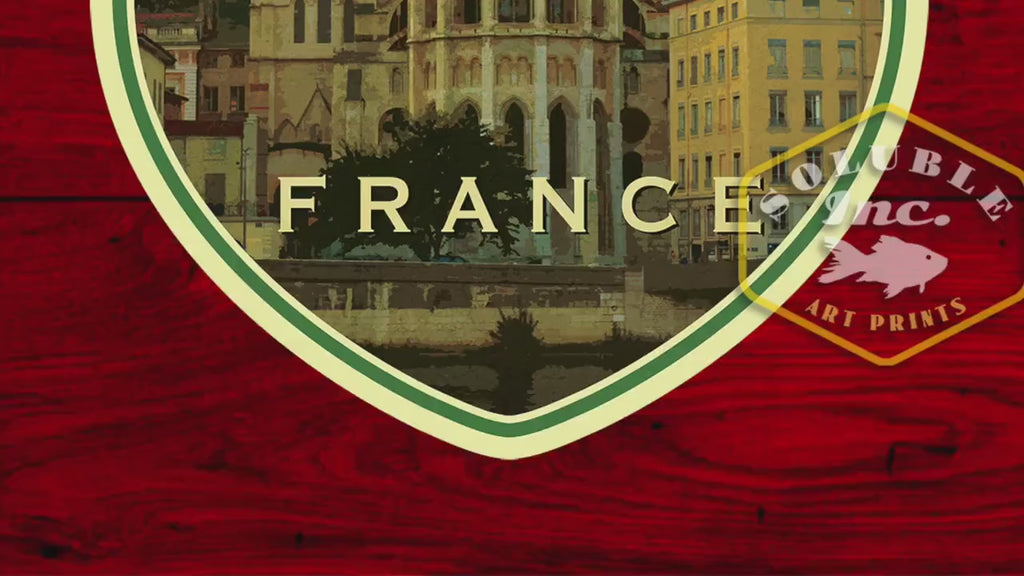 Lyon France Travel Sticker: Vintage Suitcase Luggage Decal