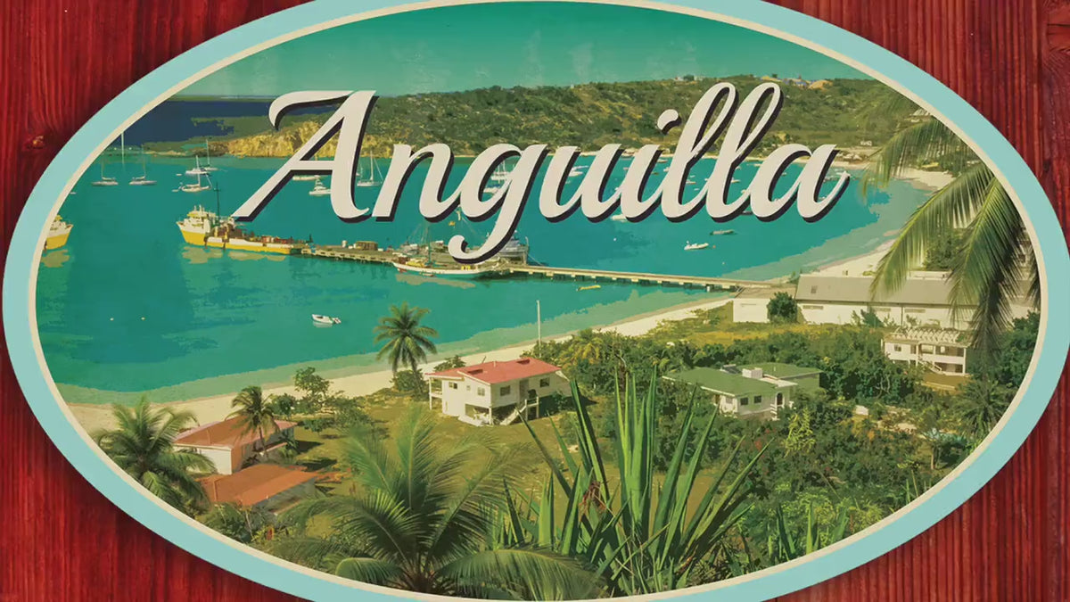 Anguilla travel sticker, vintage style decal for suitcase, luggage, laptop or water bottle