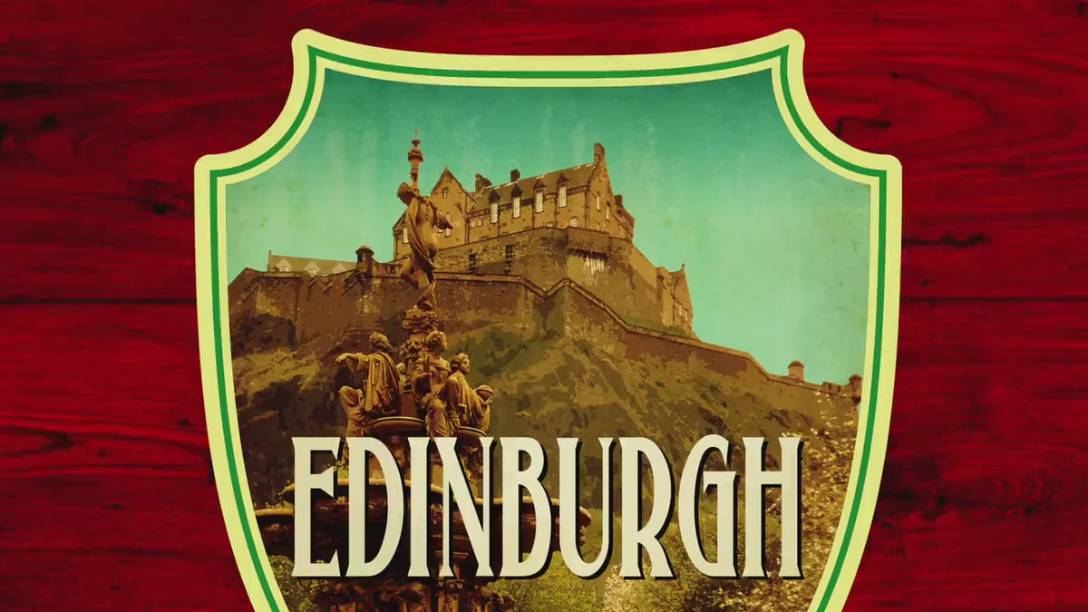 Edinburgh Scotland Travel Sticker: Vintage Suitcase Decal