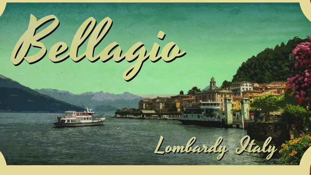 Bellagio Italy Travel Sticker: Vintage Lake Como Luggage Decal