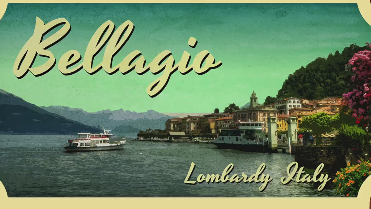 Bellagio Italy Travel Sticker: Vintage Lake Como Luggage Decal