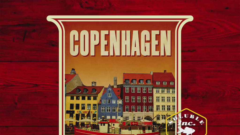 Copenhagen Travel Sticker: Vintage Suitcase Decal