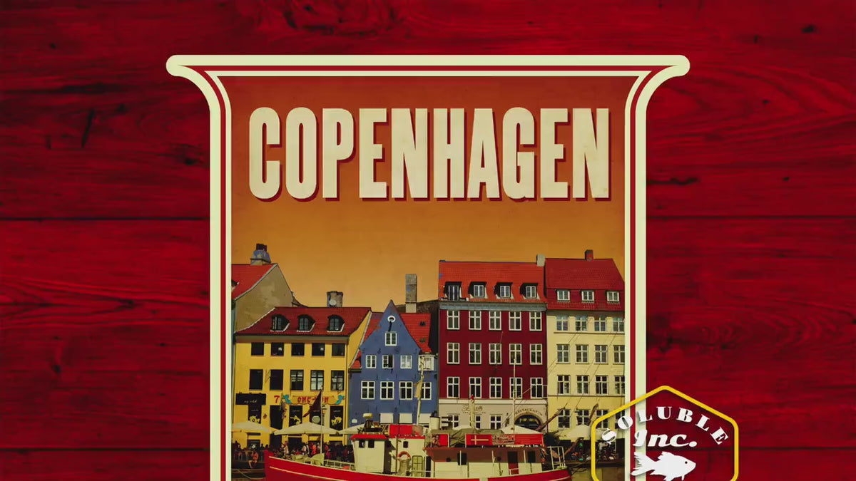 Copenhagen Travel Sticker: Vintage Suitcase Decal
